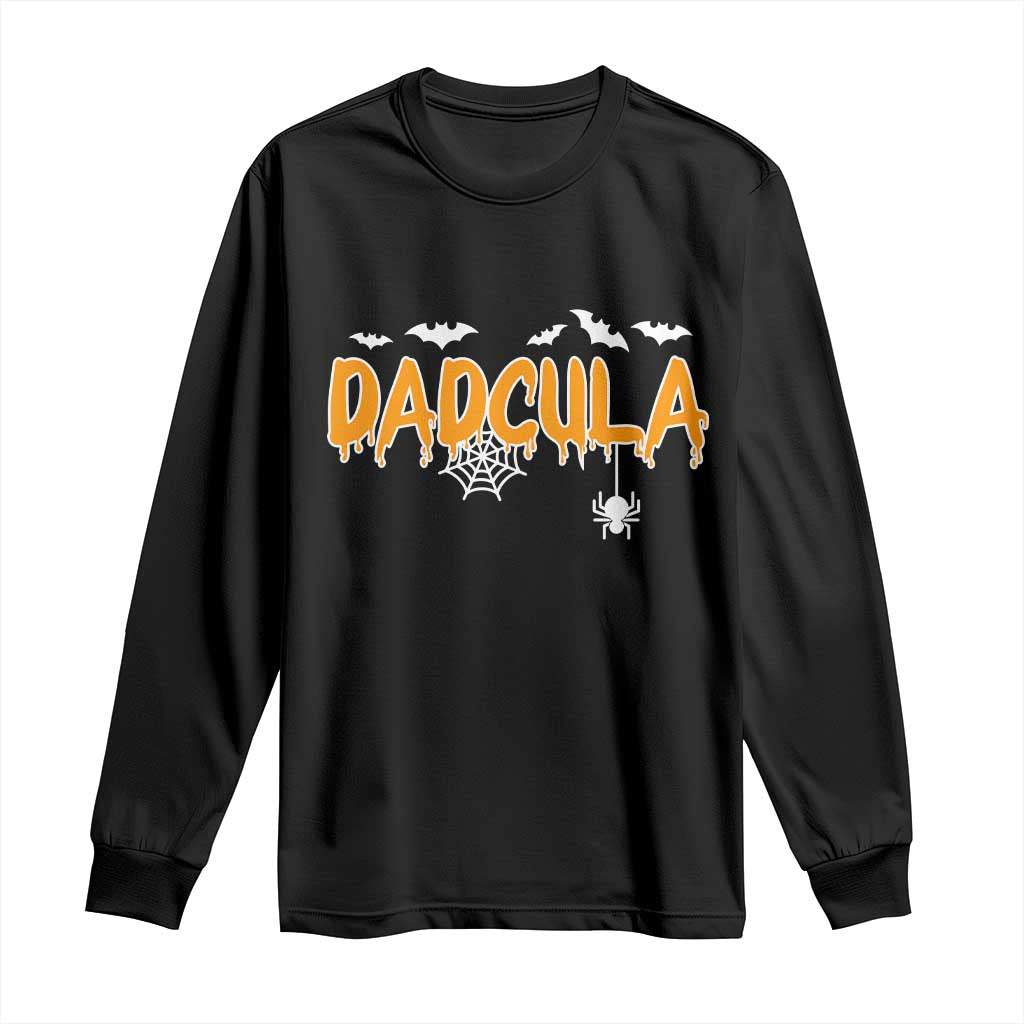 Dadcula Funny Vampire Dad Long Sleeve Shirt Spiderweb Spooky Halloween