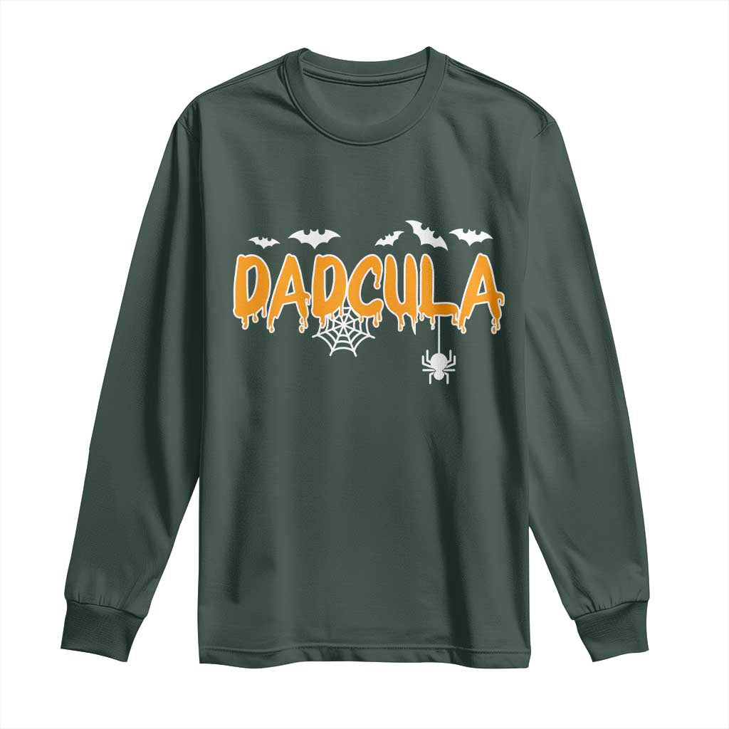 Dadcula Funny Vampire Dad Long Sleeve Shirt Spiderweb Spooky Halloween