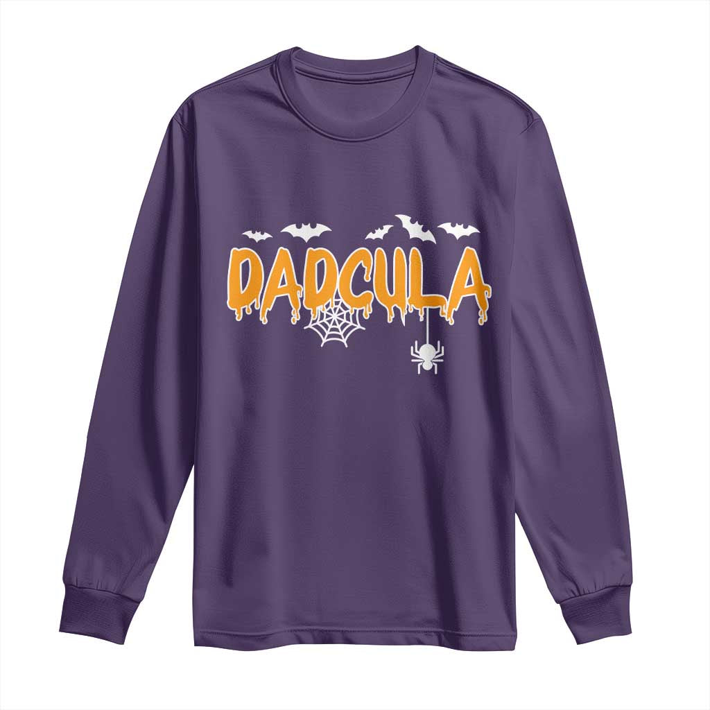 Dadcula Funny Vampire Dad Long Sleeve Shirt Spiderweb Spooky Halloween