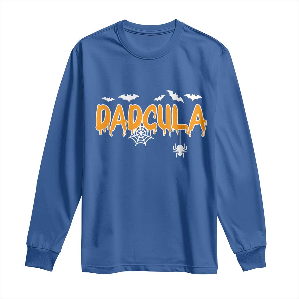 Dadcula Funny Vampire Dad Long Sleeve Shirt Spiderweb Spooky Halloween