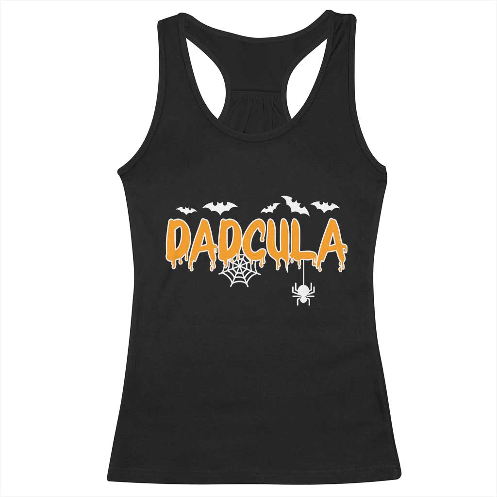 Dadcula Funny Vampire Dad Racerback Tank Top Spiderweb Spooky Halloween