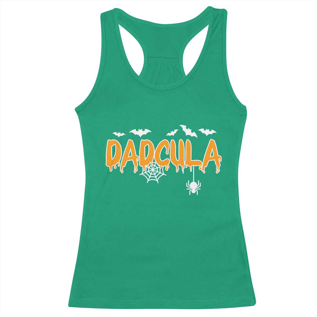 Dadcula Funny Vampire Dad Racerback Tank Top Spiderweb Spooky Halloween