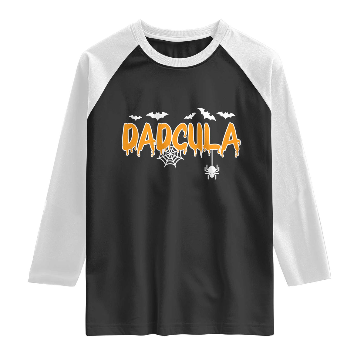 Dadcula Funny Vampire Dad Raglan Shirt Spiderweb Spooky Halloween