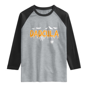 Dadcula Funny Vampire Dad Raglan Shirt Spiderweb Spooky Halloween