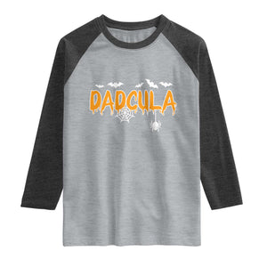 Dadcula Funny Vampire Dad Raglan Shirt Spiderweb Spooky Halloween