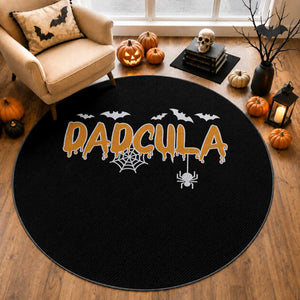 Dadcula Funny Vampire Dad Round Rug Spiderweb Spooky Halloween