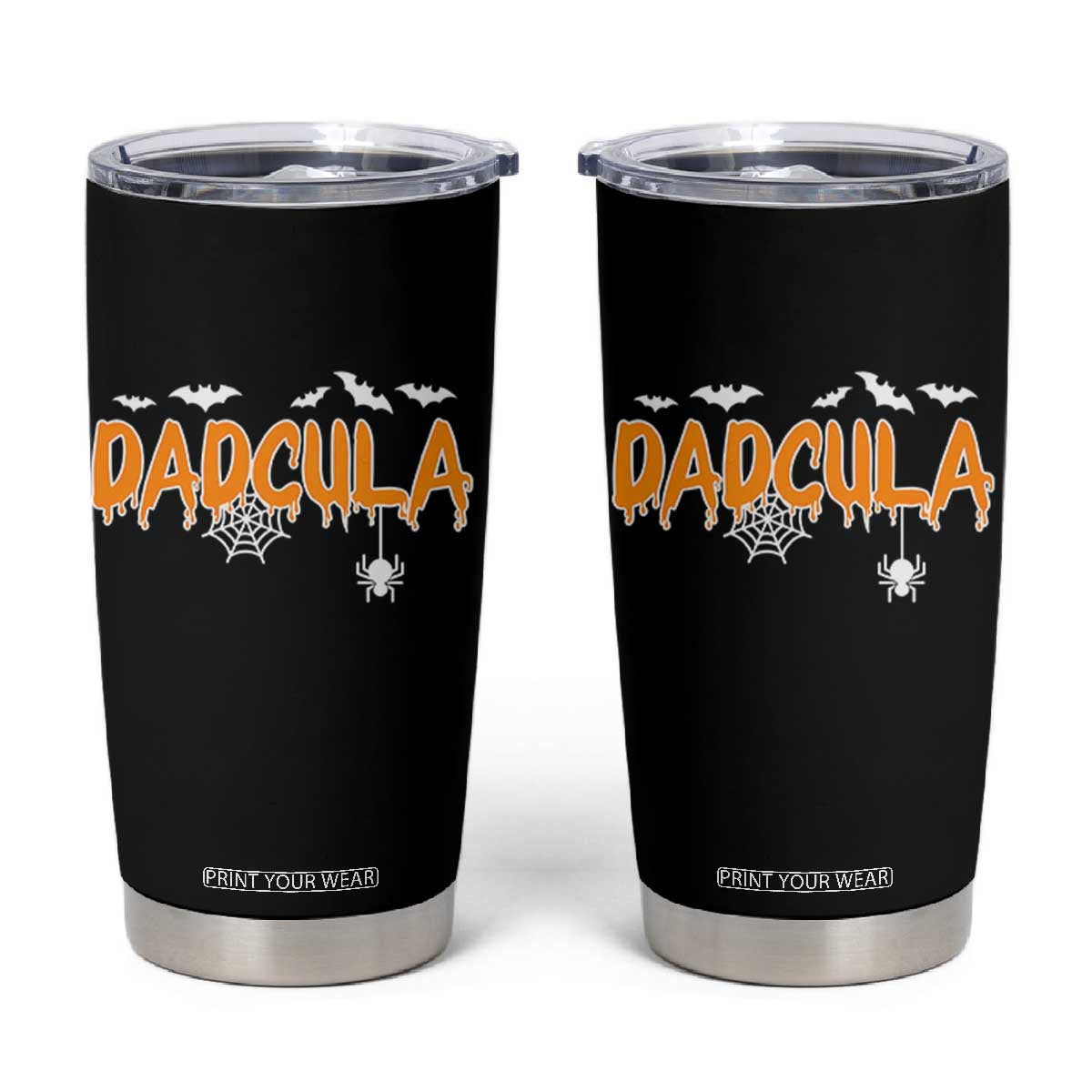 Dadcula Funny Vampire Dad Tumbler Cup Spiderweb Spooky Halloween