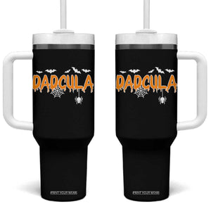 Dadcula Funny Vampire Dad Tumbler With Handle Spiderweb Spooky Halloween