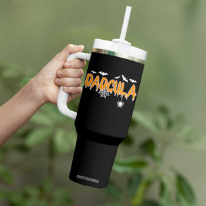 Dadcula Funny Vampire Dad Tumbler With Handle Spiderweb Spooky Halloween