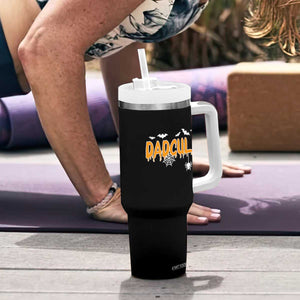 Dadcula Funny Vampire Dad Tumbler With Handle Spiderweb Spooky Halloween