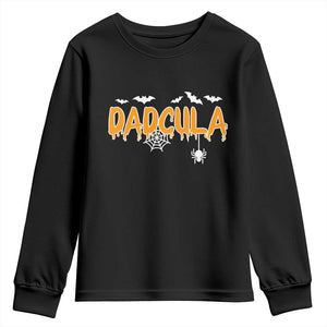 Dadcula Funny Vampire Dad Youth Sweatshirt Spiderweb Spooky Halloween