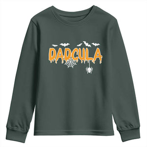 Dadcula Funny Vampire Dad Youth Sweatshirt Spiderweb Spooky Halloween