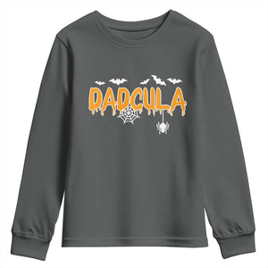 Dadcula Funny Vampire Dad Youth Sweatshirt Spiderweb Spooky Halloween