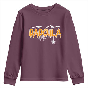 Dadcula Funny Vampire Dad Youth Sweatshirt Spiderweb Spooky Halloween