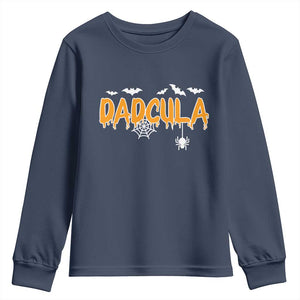 Dadcula Funny Vampire Dad Youth Sweatshirt Spiderweb Spooky Halloween