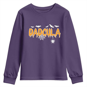 Dadcula Funny Vampire Dad Youth Sweatshirt Spiderweb Spooky Halloween