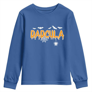 Dadcula Funny Vampire Dad Youth Sweatshirt Spiderweb Spooky Halloween