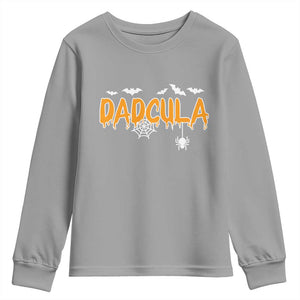 Dadcula Funny Vampire Dad Youth Sweatshirt Spiderweb Spooky Halloween