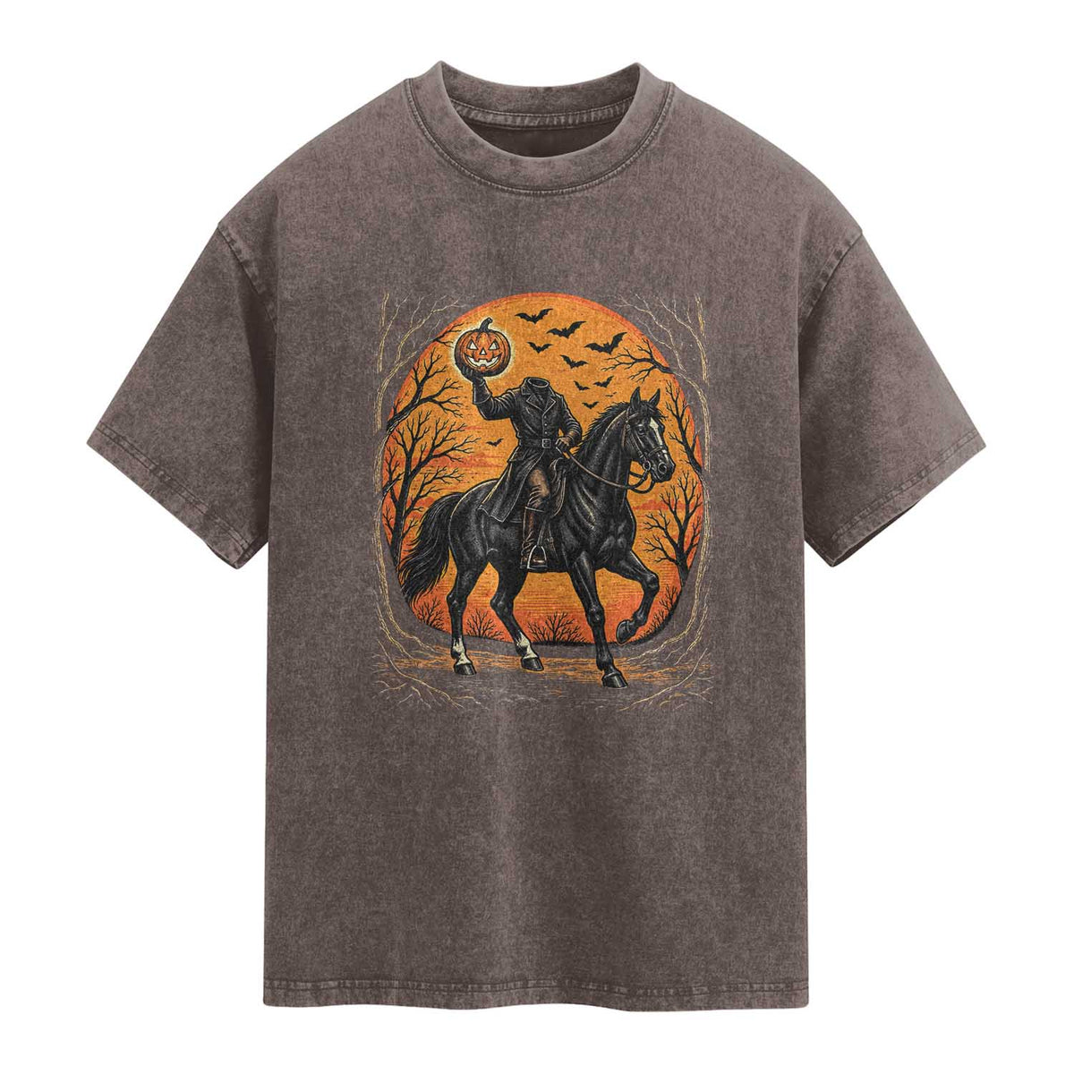 Headless Horseman Legend Vintage Halloween Washed Cotton T-Shirt