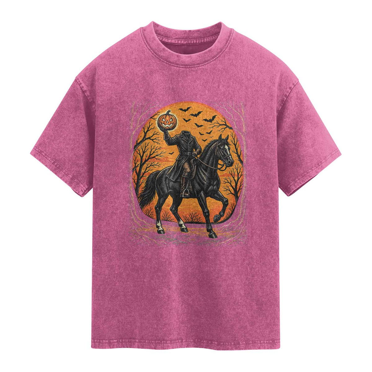 Headless Horseman Legend Vintage Halloween Washed Cotton T-Shirt
