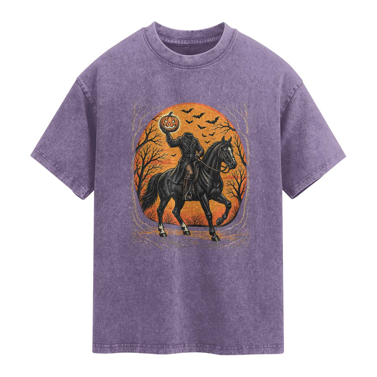 Headless Horseman Legend Vintage Halloween Washed Cotton T-Shirt