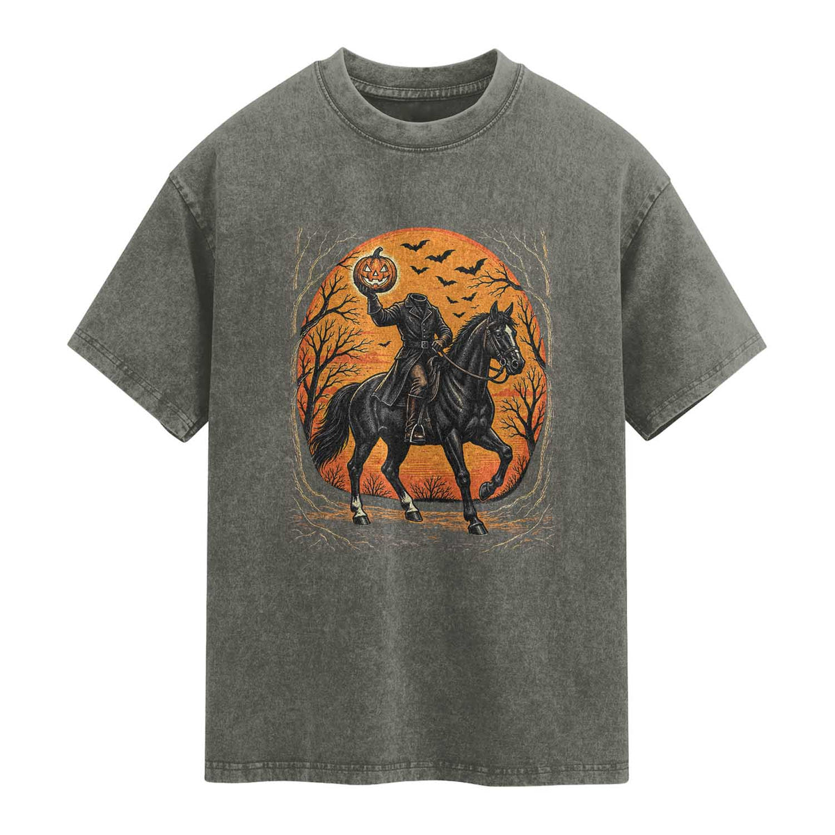 Headless Horseman Legend Vintage Halloween Washed Cotton T-Shirt