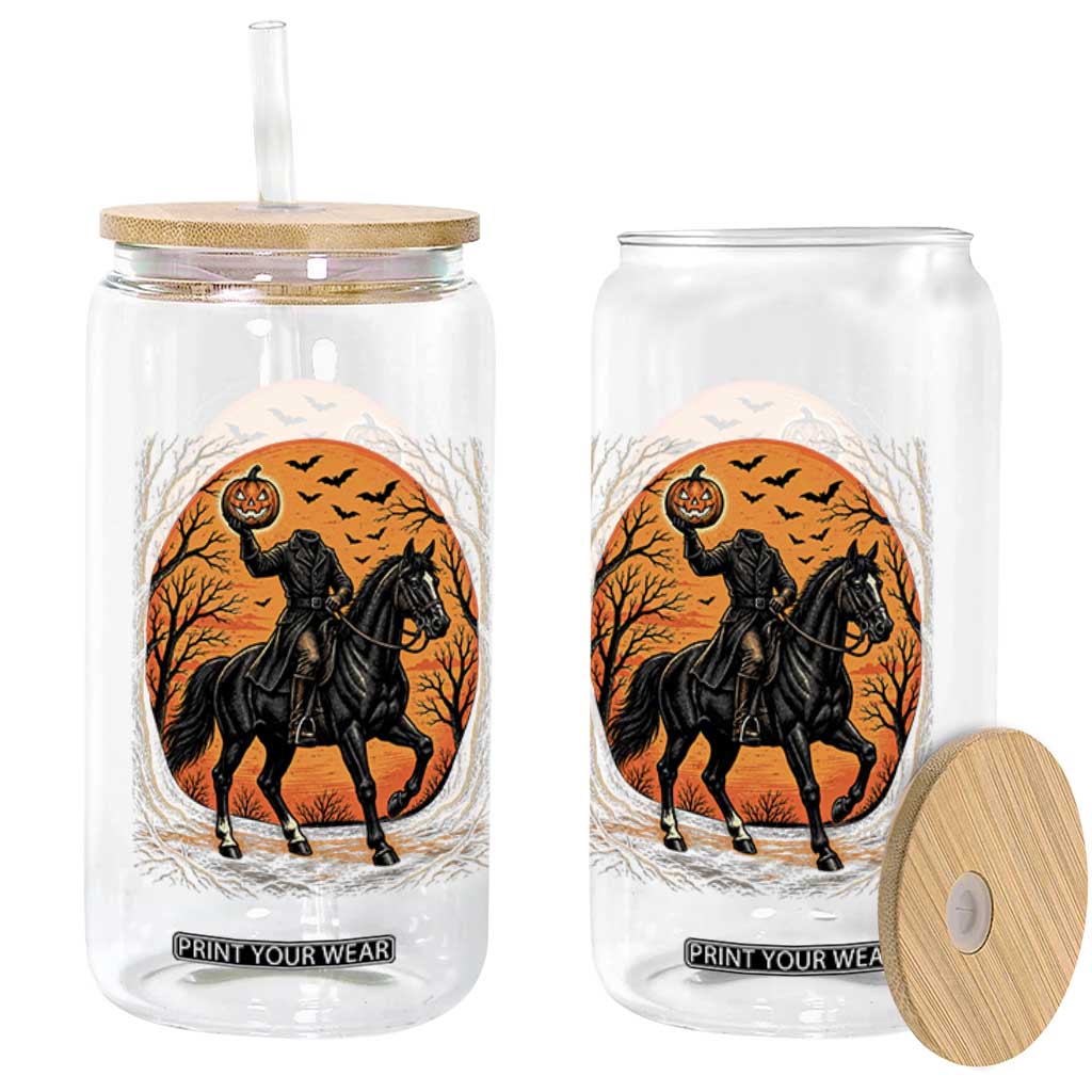 Headless Horseman Legend Vintage Halloween Glass Can