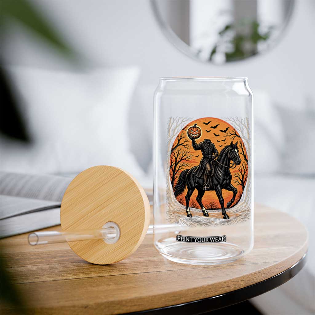 Headless Horseman Legend Vintage Halloween Glass Can