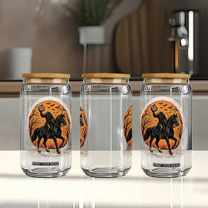 Headless Horseman Legend Vintage Halloween Glass Can
