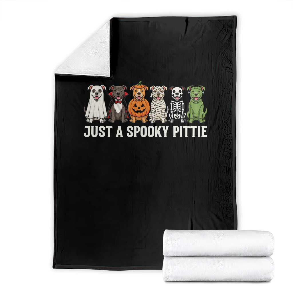 Pitbull Dog in Halloween Costumes Graphic Throw Blanket Just A Spooky Pittie Ghost Vampire Pumpkin Skeleton Mummy