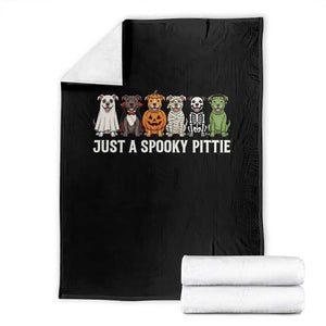Pitbull Dog in Halloween Costumes Graphic Throw Blanket Just A Spooky Pittie Ghost Vampire Pumpkin Skeleton Mummy