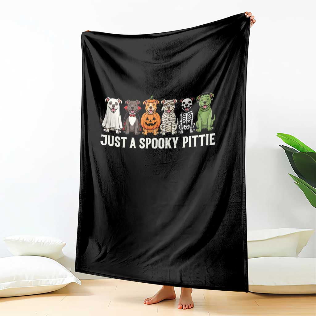 Pitbull Dog in Halloween Costumes Graphic Throw Blanket Just A Spooky Pittie Ghost Vampire Pumpkin Skeleton Mummy