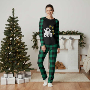 Cute Boo Bees Ghost Honey Bees Plaid Pajama Set Funny Spooky Hallowee