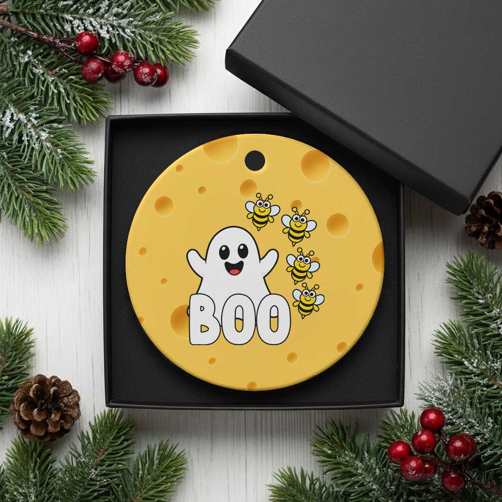 Cute Boo Bees Ghost Honey Bees Ceramic Ornament Funny Spooky Hallowee