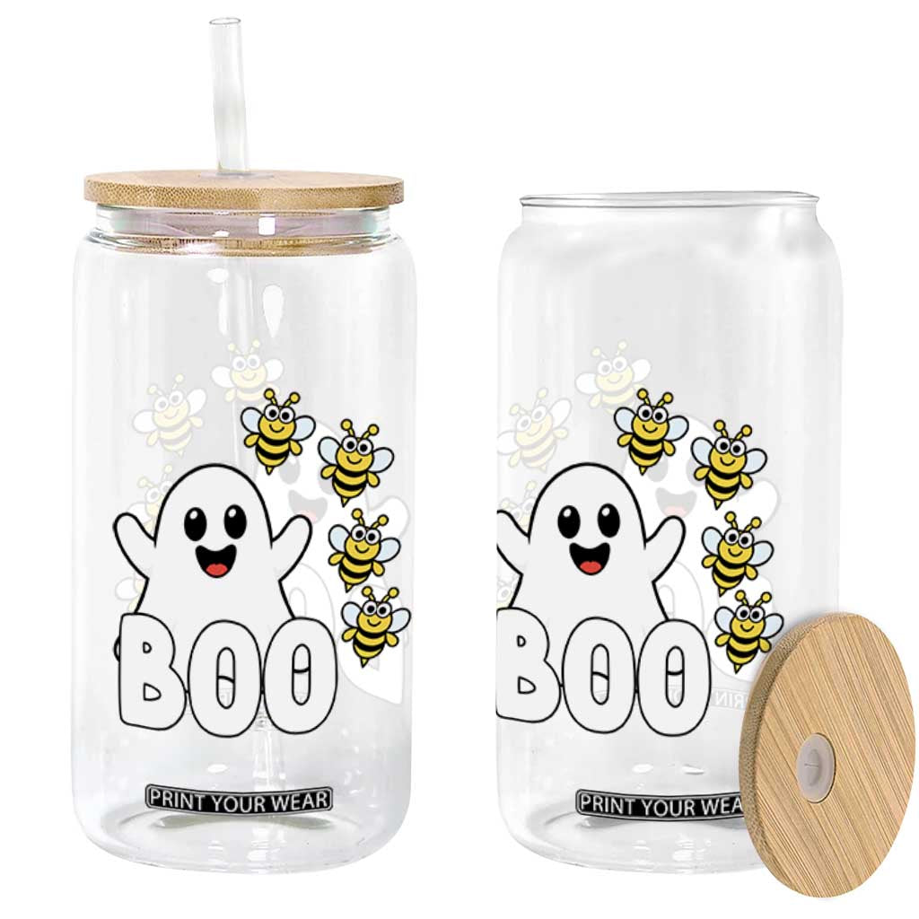 Cute Boo Bees Ghost Honey Bees Glass Can Funny Spooky Hallowee