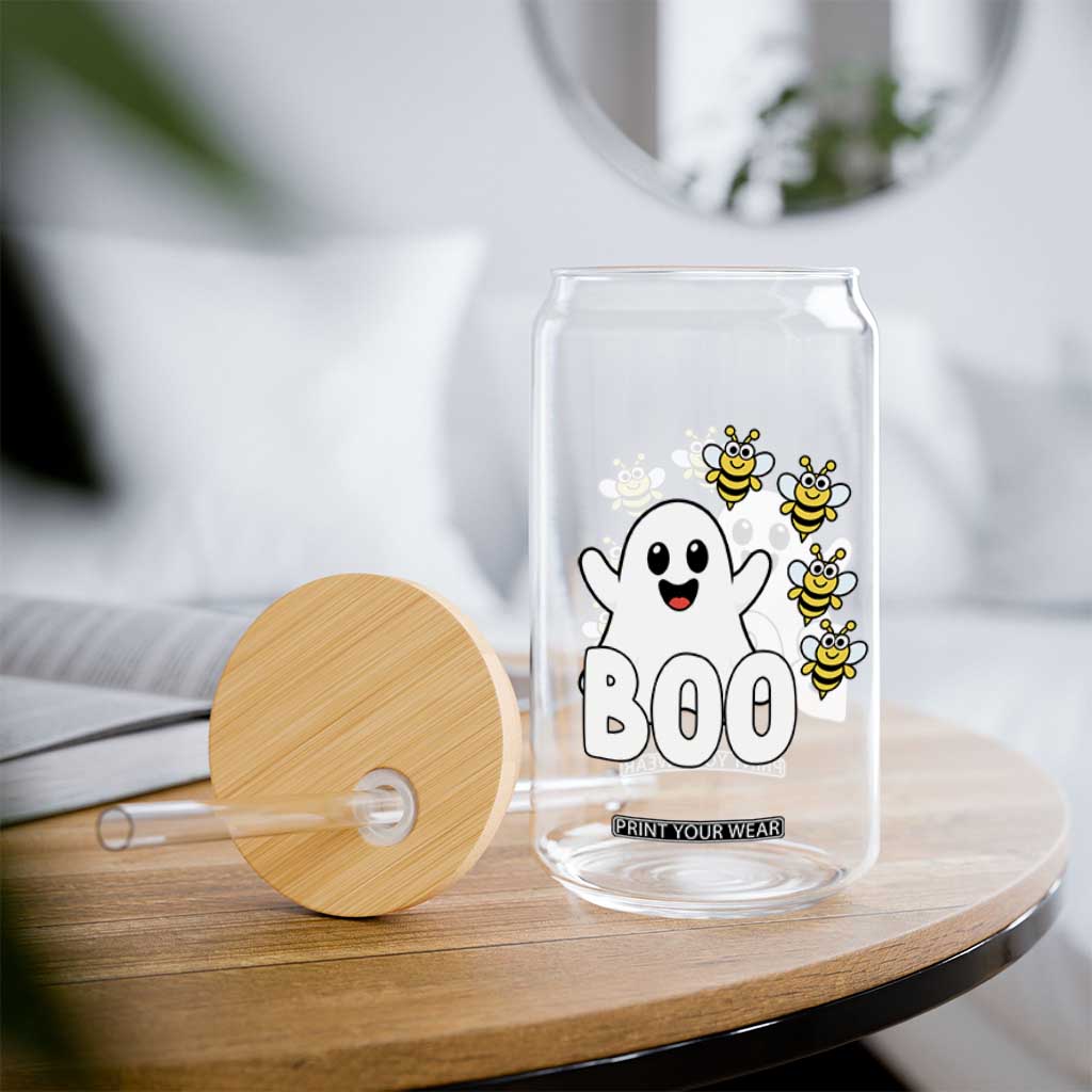 Cute Boo Bees Ghost Honey Bees Glass Can Funny Spooky Hallowee