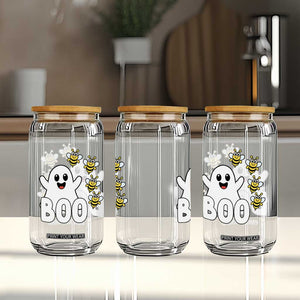 Cute Boo Bees Ghost Honey Bees Glass Can Funny Spooky Hallowee