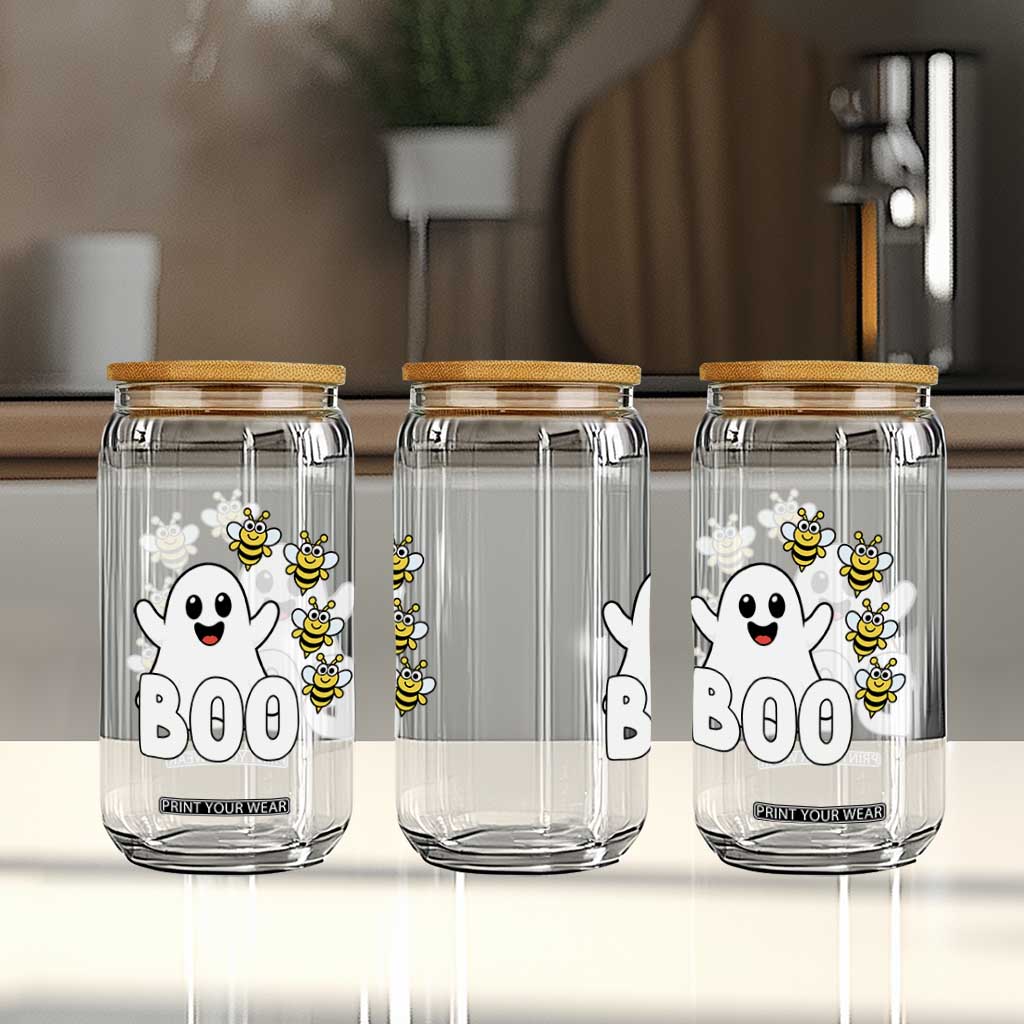 Cute Boo Bees Ghost Honey Bees Glass Can Funny Spooky Hallowee
