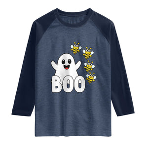 Cute Boo Bees Ghost Honey Bees Raglan Shirt Funny Spooky Hallowee