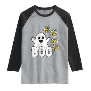 Cute Boo Bees Ghost Honey Bees Raglan Shirt Funny Spooky Hallowee