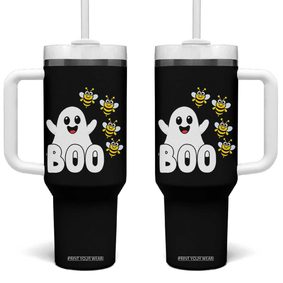 Cute Boo Bees Ghost Honey Bees Tumbler With Handle Funny Spooky Hallowee