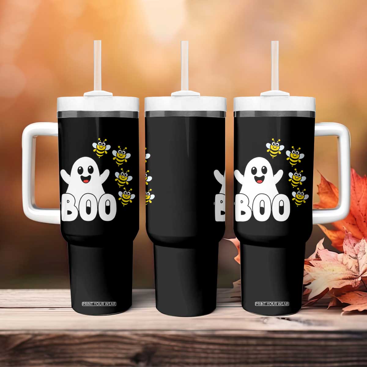 Cute Boo Bees Ghost Honey Bees Tumbler With Handle Funny Spooky Hallowee