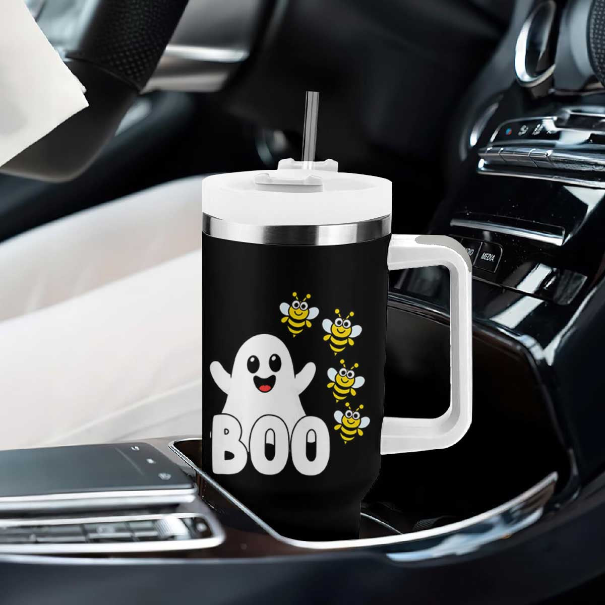 Cute Boo Bees Ghost Honey Bees Tumbler With Handle Funny Spooky Hallowee