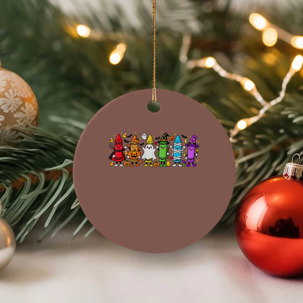 Cute Spooky Crayons in Halloween Costumes Graphic Ceramic Ornament Vampire Pumpkin Ghost Witch Mummy School Vibes