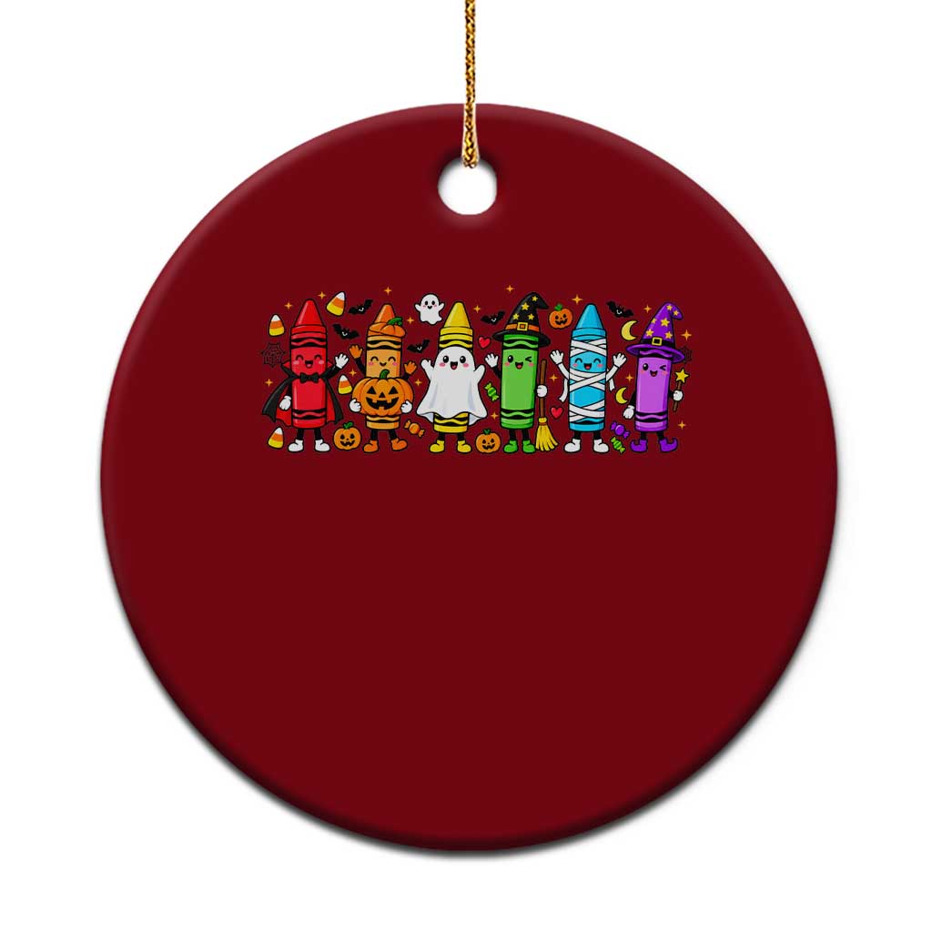 Cute Spooky Crayons in Halloween Costumes Graphic Ceramic Ornament Vampire Pumpkin Ghost Witch Mummy School Vibes