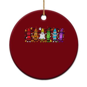 Cute Spooky Crayons in Halloween Costumes Graphic Ceramic Ornament Vampire Pumpkin Ghost Witch Mummy School Vibes