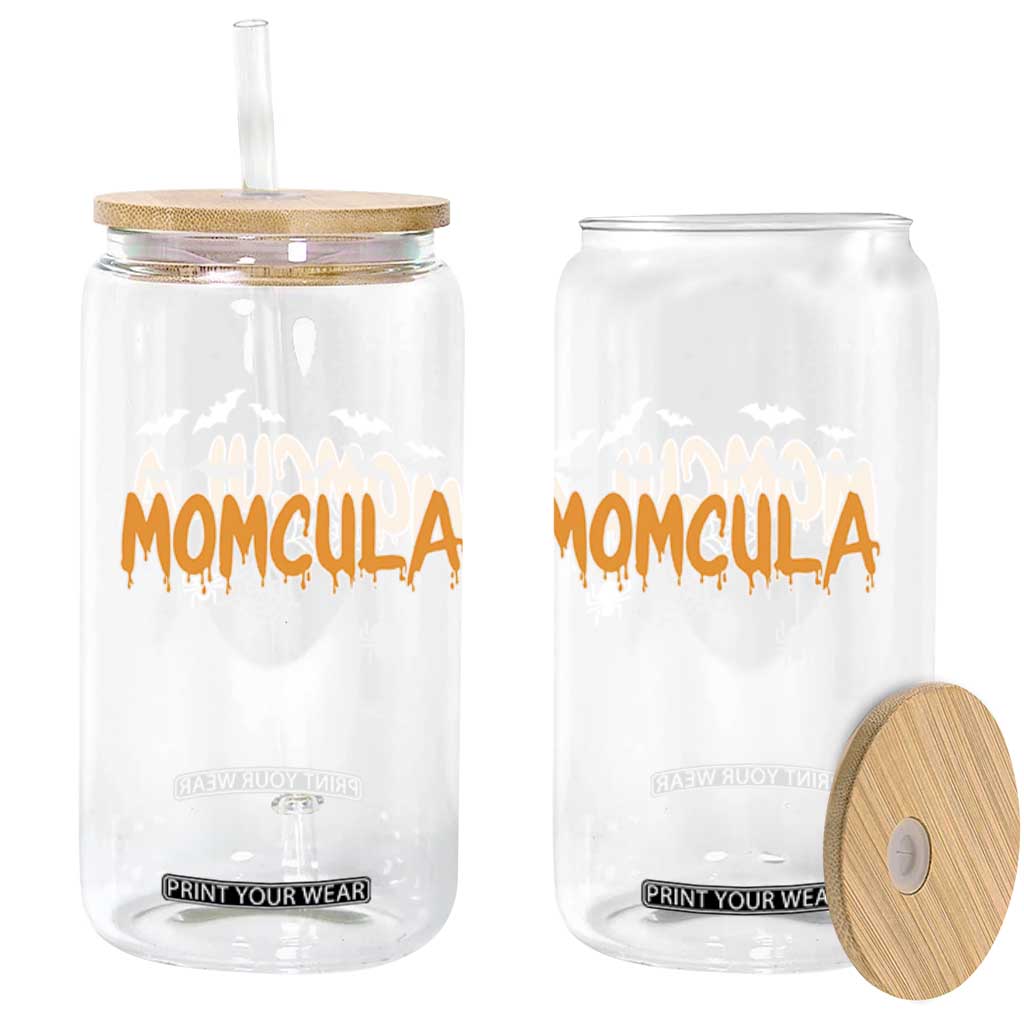 Momcula Funny Vampire Mom Glass Can Spiderweb Spooky Halloween