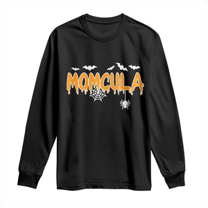 Momcula Funny Vampire Mom Long Sleeve Shirt Spiderweb Spooky Halloween
