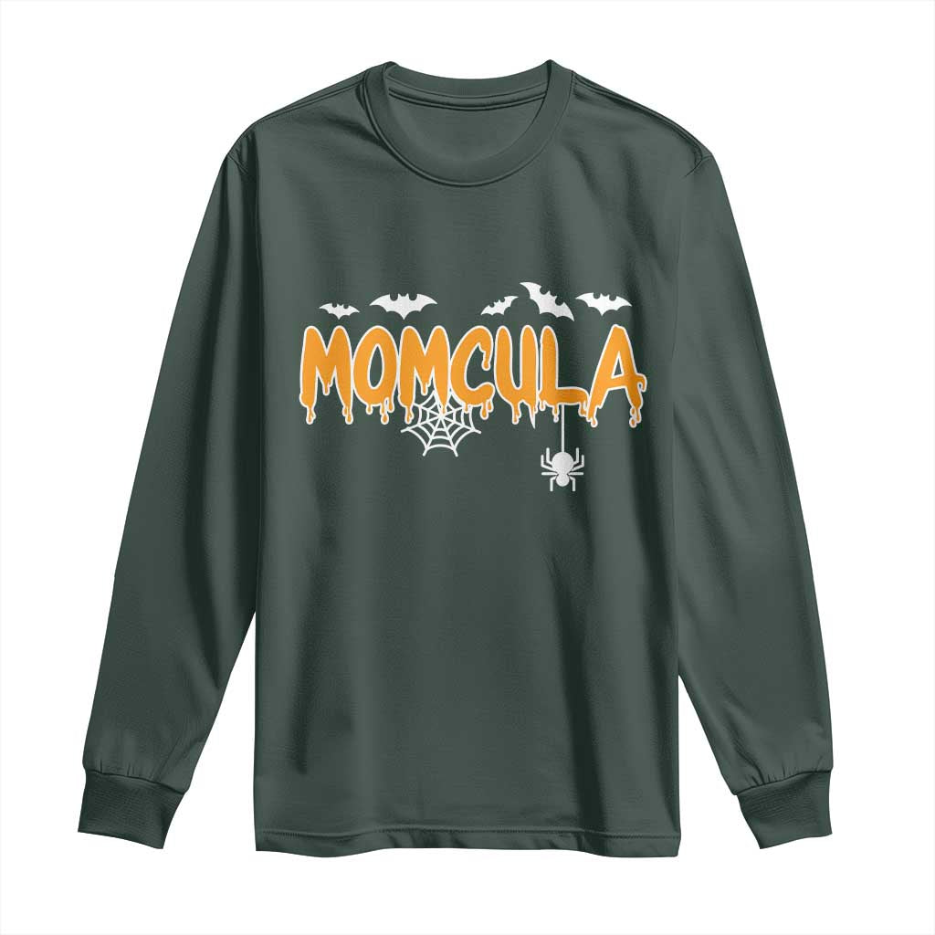 Momcula Funny Vampire Mom Long Sleeve Shirt Spiderweb Spooky Halloween