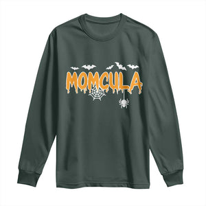 Momcula Funny Vampire Mom Long Sleeve Shirt Spiderweb Spooky Halloween